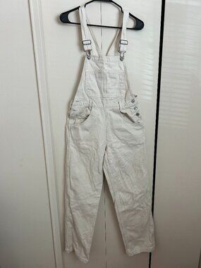 J Galt -- cotton cream cargo/ utility overalls
